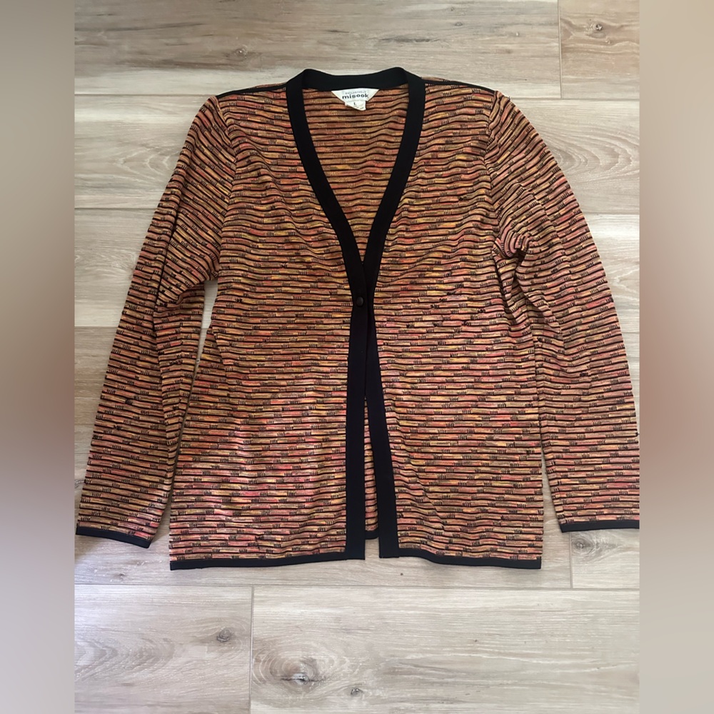 Vintage Misook One Button Cardigan L